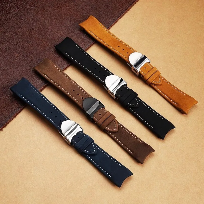 Per Tudor Black Bay Cronometro Orologio da uomo M79363 M79360 Arc Mouth Cinturino per orologio in pelle retrò Bracciale con fibbia pieghevole Nero Marrone