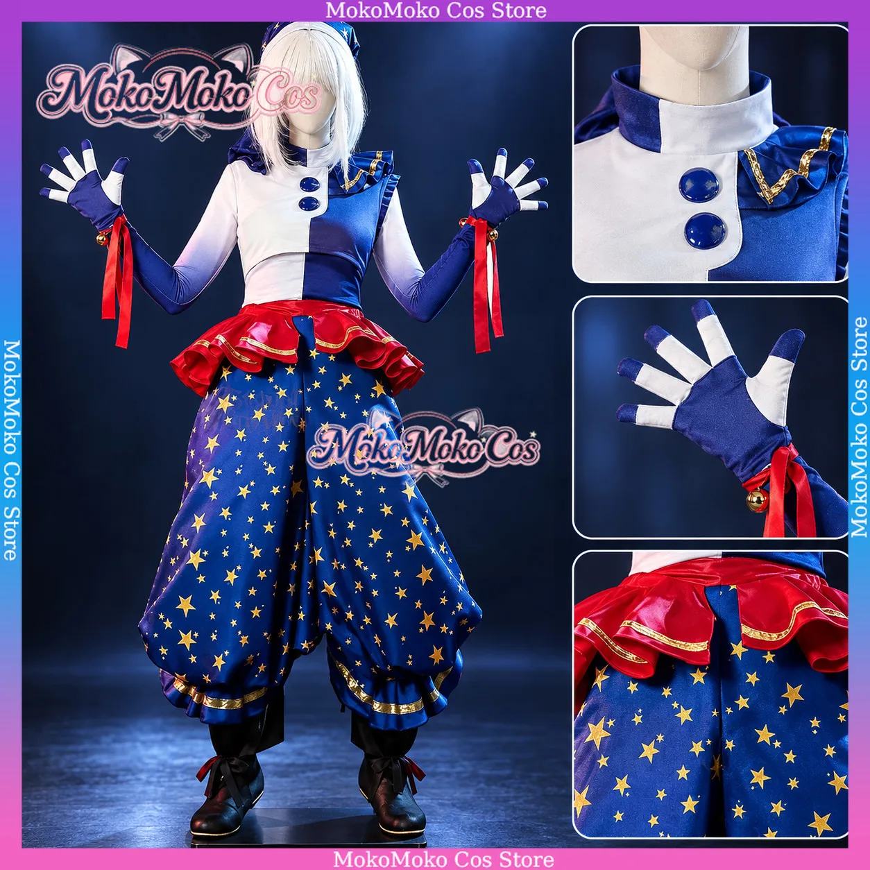 Security Vulnerability Moon Falling Clown Moondrop Complete Set Anime Cosplay Costume Halloween Roleplay Festival Themed Themed
