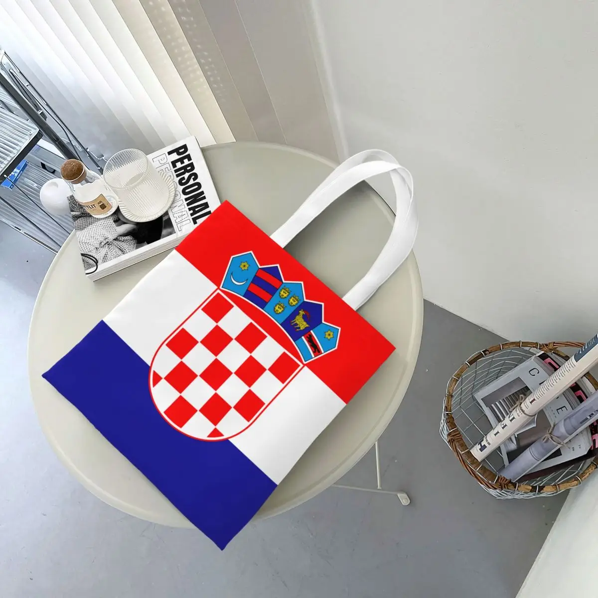 Croatia Football Flag Shopping Bags Canvas The Tote Bag Reusable for Women Shoulder Tote Travel Handbag