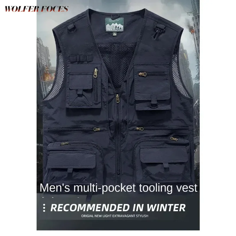 Fishing Size Designer Hunting Work Men Plus Vest Outerwear Sleeveless Jacket Mens Clothes Windbreaker Coat Clothing  Waterproof