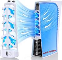 Cooling Fan for Sony PS5 Games Console Digital/Disc Edition 3-Speed Quiet Cooler Fans with USB Port for PS5 Accessories