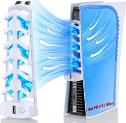 Cooling Fan for Sony PS5 Games Console Digital/Disc Edition Quiet Cooler Fans with USB Port for PS5 Accessories Not Fit PS5-Slim
