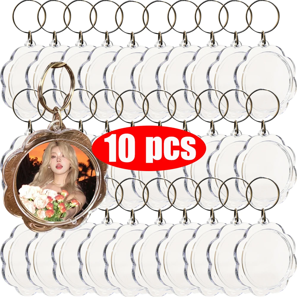 5-10pcs Acrylic Photo Frame Keychain DIY Blank Clear Acrylic Insert Photo Picture Frame Keyring Keychains Ring Key Chains Gifts