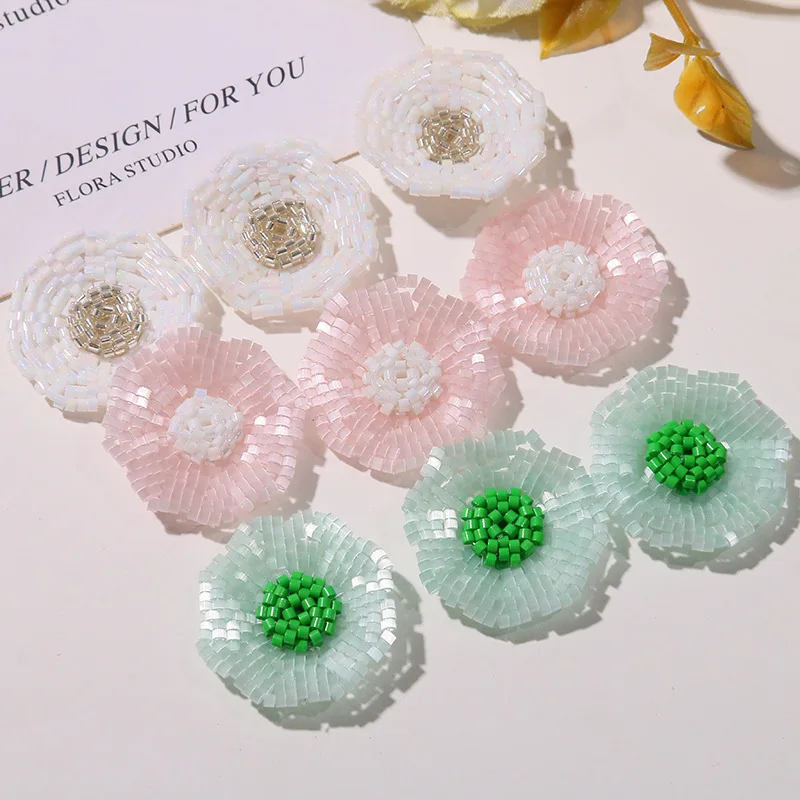 Shoe Charms 1 Piece Handmade Beaded Mini Flower DIY Clear Crystal Jelly Clog Decoration Korean Creamy Sweet Style