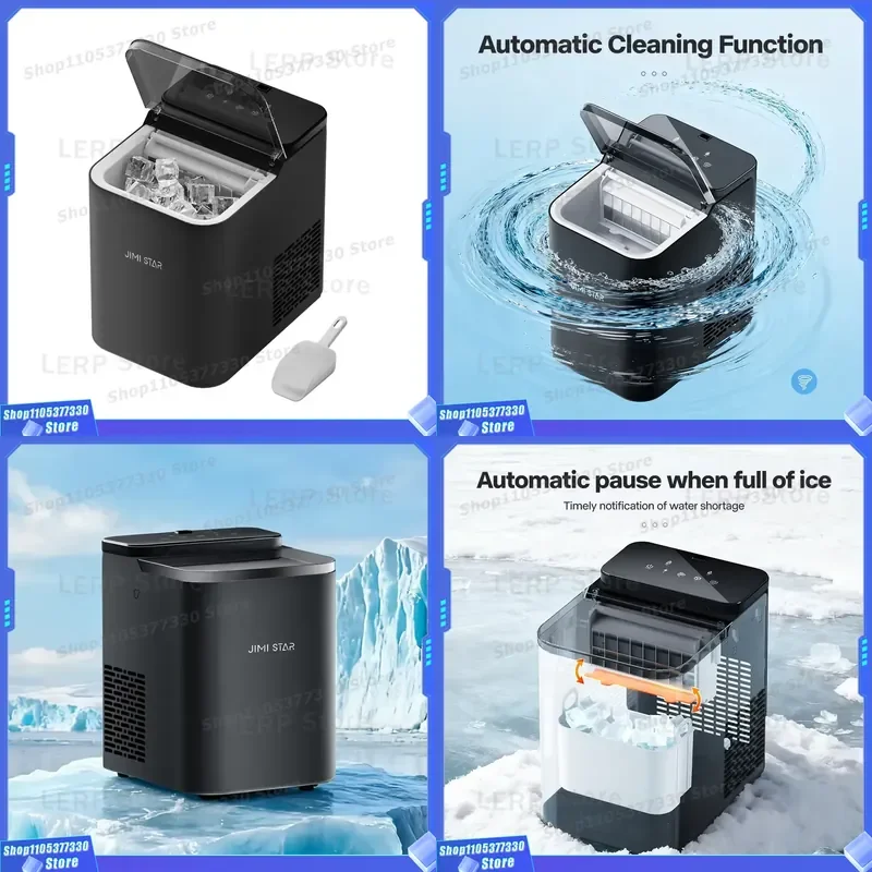 Jimistar Portable Electric 15kg/day Square Ice Maker Touchpad Control Energy Efficient Grade 1 Plastic Housing CE CB ETL GS