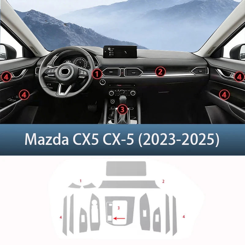 

Suitable for Mazda CX 5 2023-2025 car interior TPU protective scratch film car protection transparent tear resistant sticker