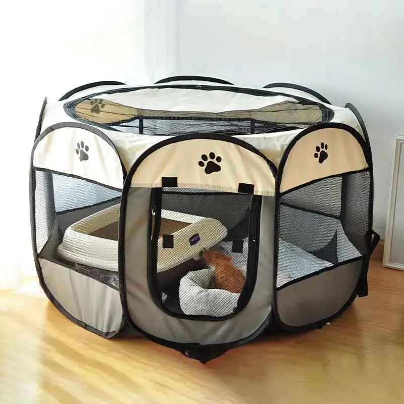 

Cat Bed House Kennel Collapsible Octagonal Cage Cats Dogs Birthing Box Playpen Pet Portable Travel Tent for Small Dog Kitty