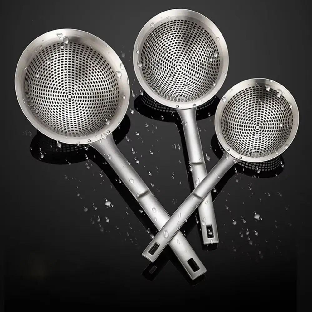 

Кухонный совок из нержавеющей стали, многоразовый дуршлаг с тонкими отверстиями, дуршлаг для масла, бытовой удобный дуршлаг для горячей кастрюли