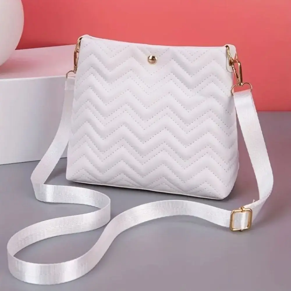 Crossbody Bags PU Leather Shoulder Bag Wave Pattern Solid Color Underarm Bag Comfortable Large Capacity Female Satchels