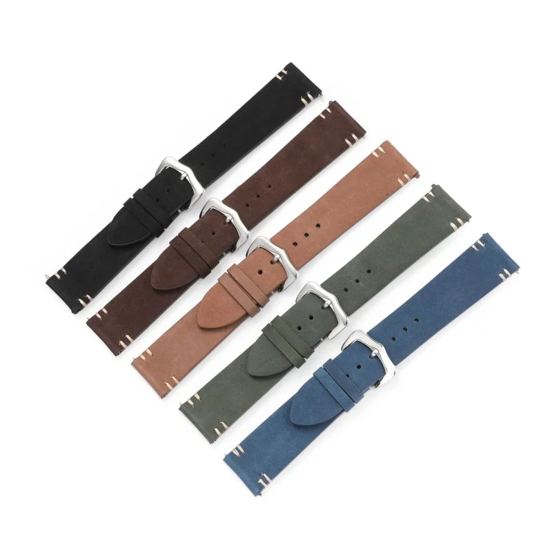 

20mm 22mm Quick Release Frosted Leather Watch Strap Metal Pin Watch Buckle Waterproof Watch Band for Universal Watch Bracelet