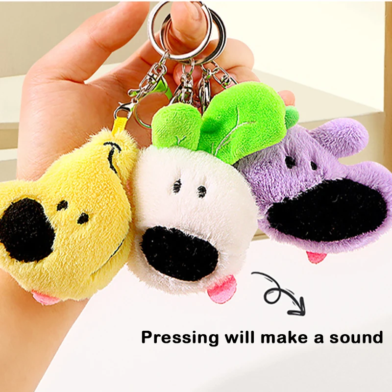 Cute Cartoon Dog Stuffed Keychain Funny Vegetable Fruit Keyring For Bag Pendant Plush Toys Keychain Food Unique Birthday Gifts