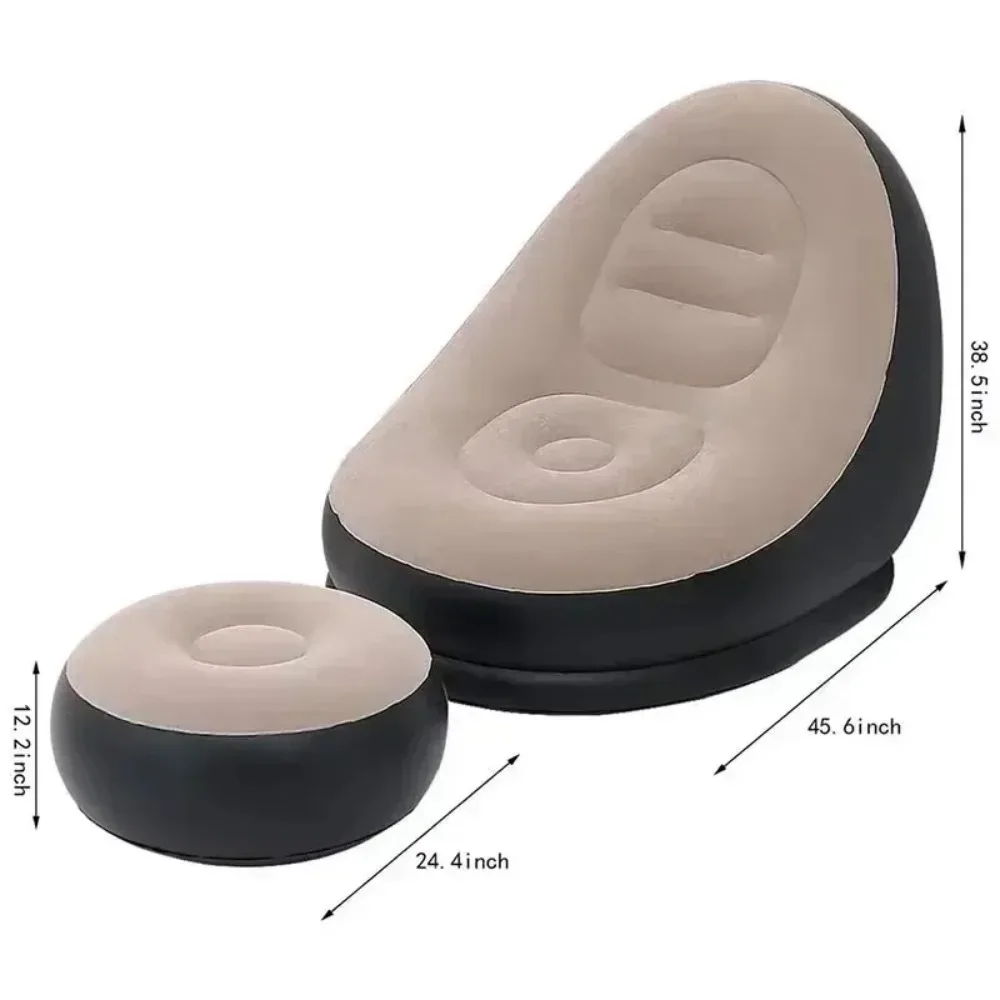 Lazy Sofa Chair Foldable Portable Flocked Recliner with Footstool for Outdoor Camping Lounge Living Room Bedroom Tatami Seat image 6