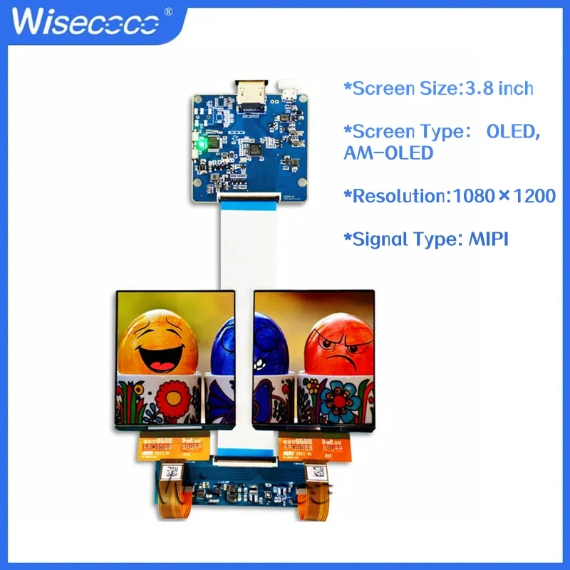 OLED AMOLED 3.81 Inch 1080x1200 VR Helmet Headsets AR LCD 90hz For Raspberry Pi Display MIPI Driver Board H381DLN01.2