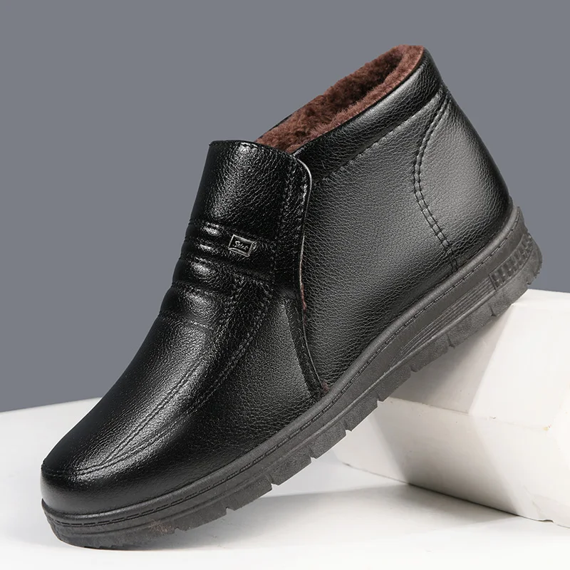 

Теплая хлопковая обувь на толстой подкладке, 2025 г., зимние мужские ботинки, универсальные зимние грелки с высоким берцем для людей среднего и пожилого возраста.