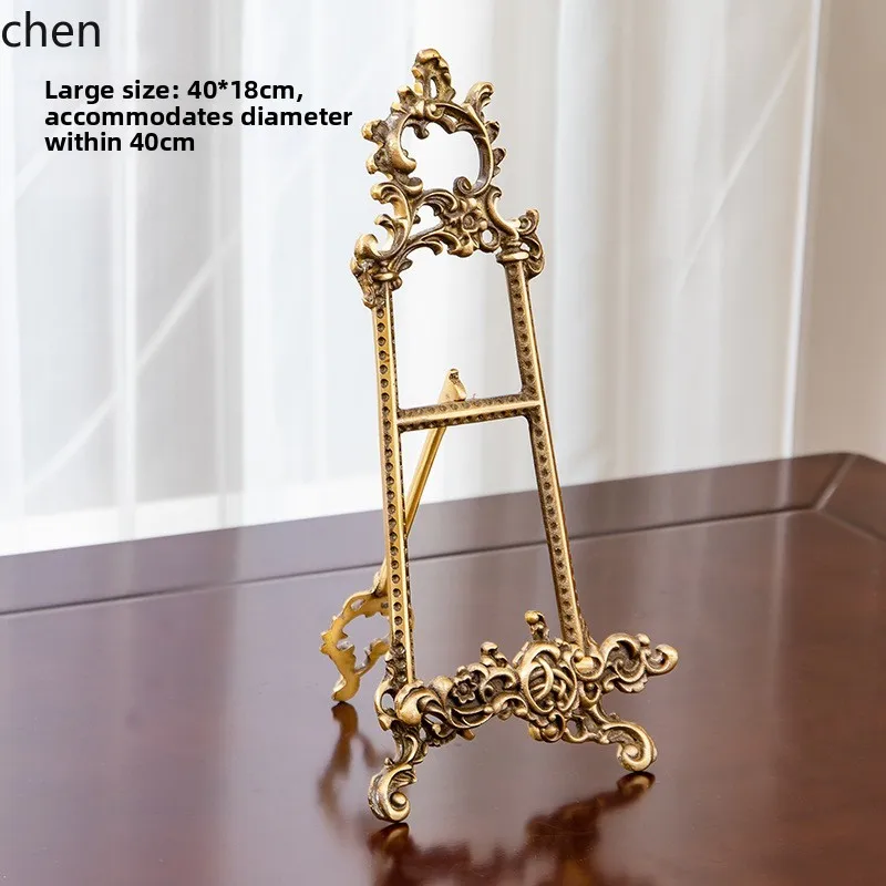 ZML Vintage Hanging Plate Rack Brass Display Plate Rack Decorative Retro Ornament Photo Frame