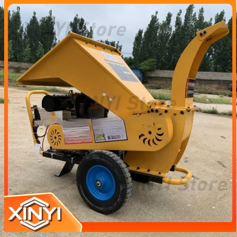 Mobile fresh branch grinder, orchard and leaf cleaning , garden management