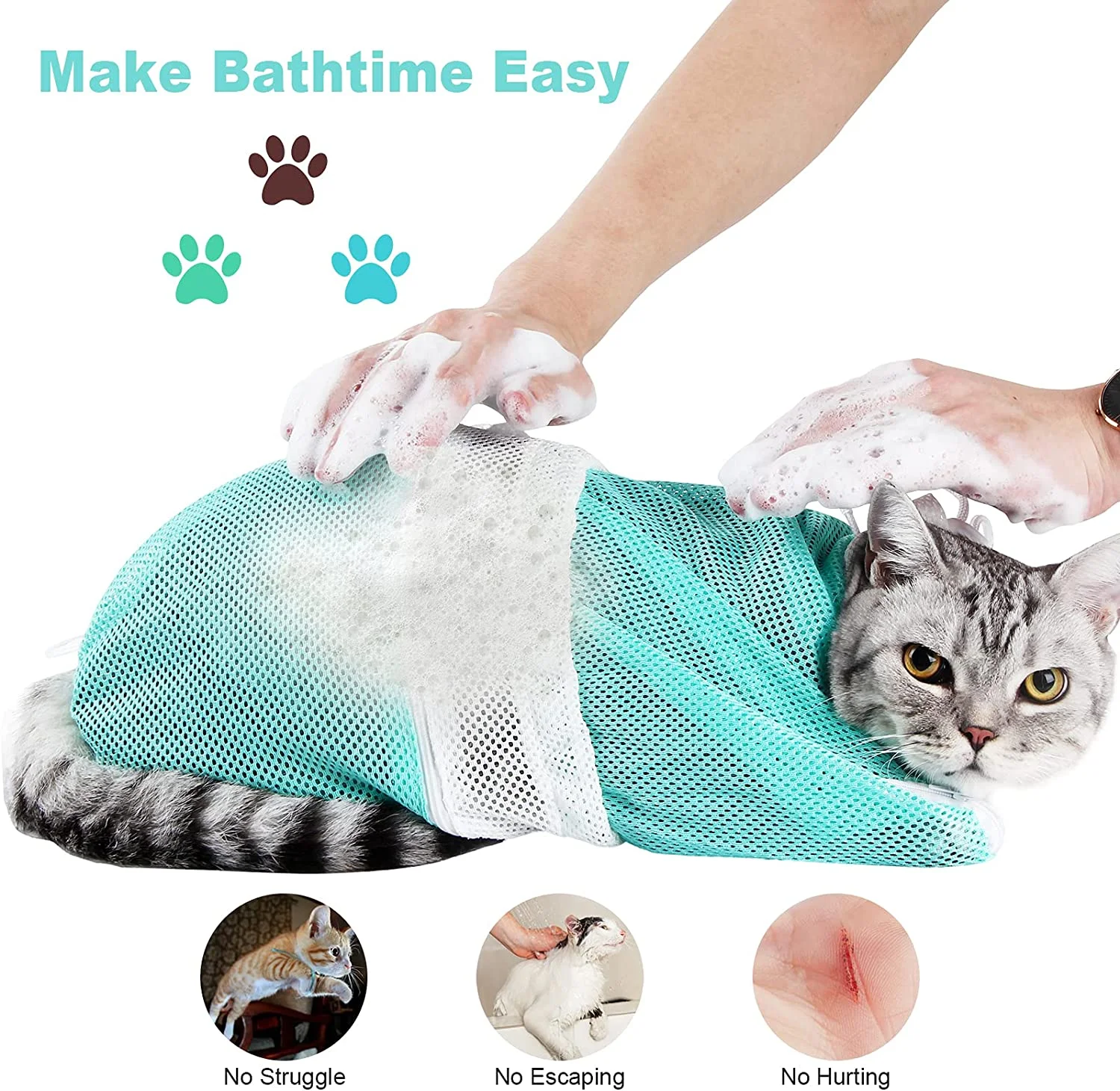 4. Generation Katzenpflege-Tasche: Anti-Kratz-Badetasche für Katzen zum Duschen, Nagelschneiden und Injektionen – Atmungsaktives Netz zur Katzenwaschung und Fixierung – Detail 8