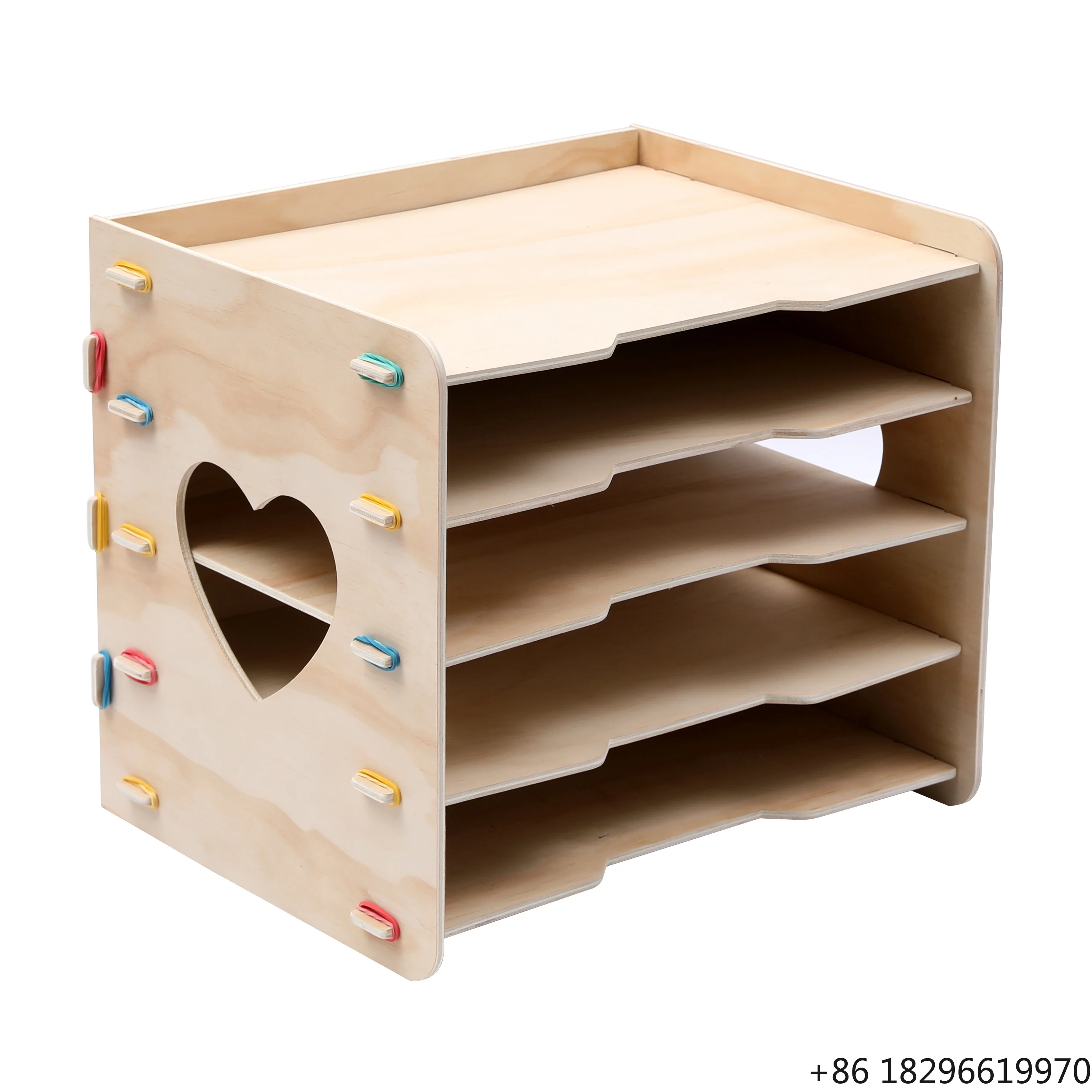 Detachable Rack Wood Modern Luxury Four-Tier Office Organizer with Large Capacity File Storage Letter Tray for Desk Living Room