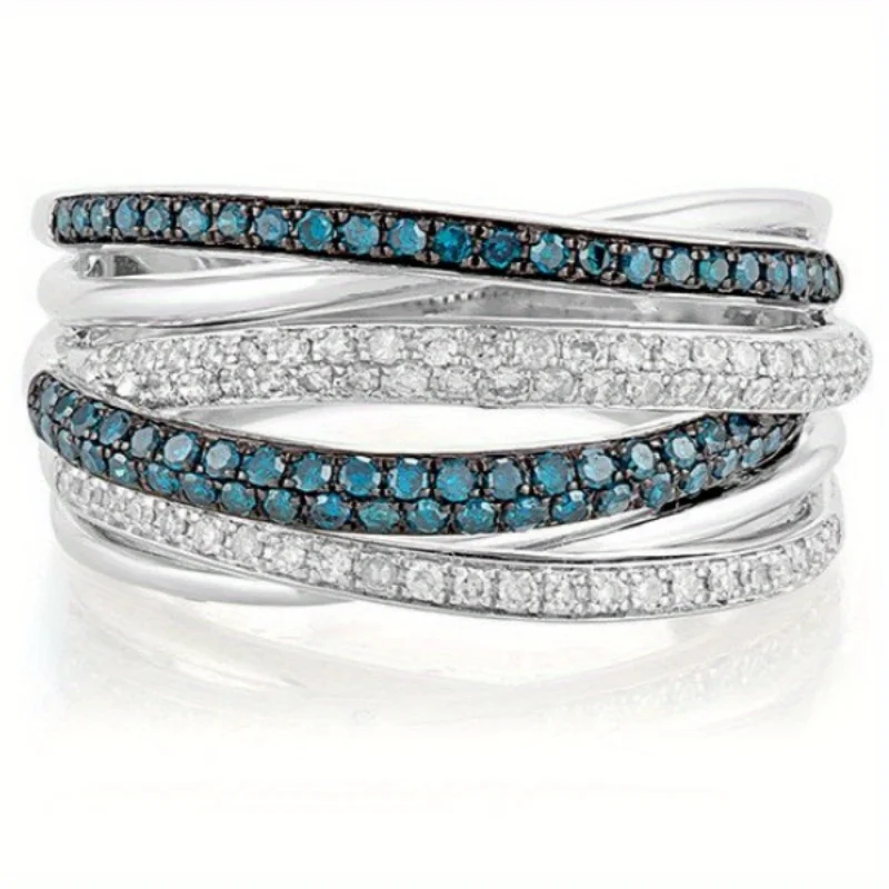 Minimalistische, überkreuzte Eheringe, synthetischer Zirkonia, dünner Ring für Damen, modisch, klassisch, versilbert, Schmuckzubehör