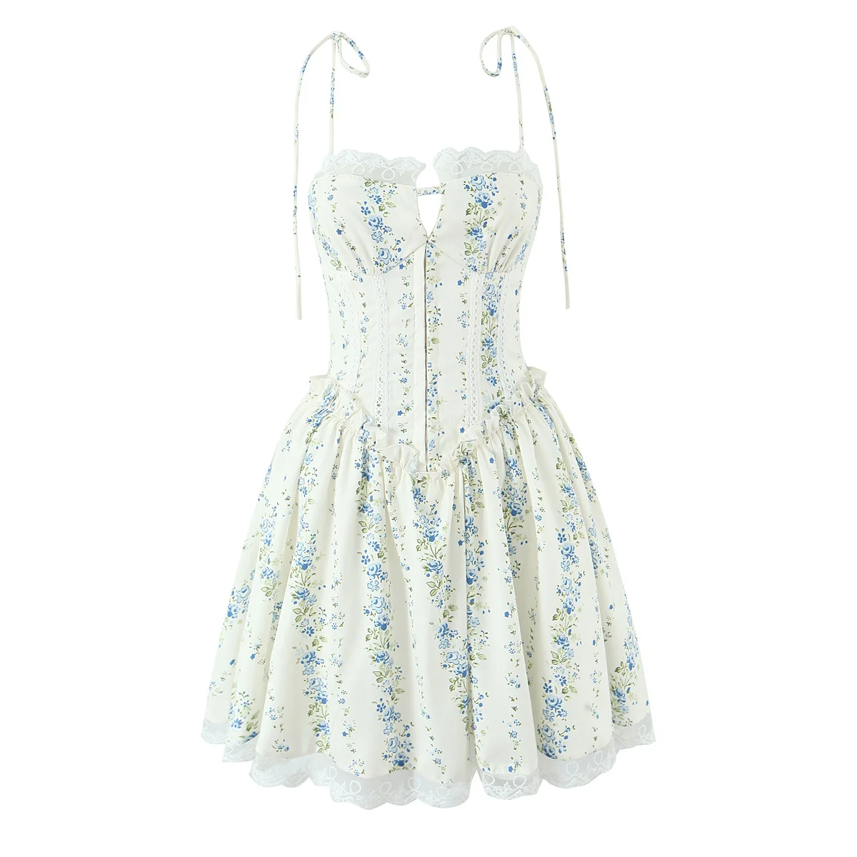 

Sexy Floral Halter Dress Slimming Waist Short Skirt for Girls French Style High Waist Medium Softness Sleeveless Summer Dress