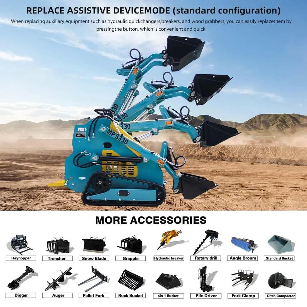 جديد 13.5hp جرافة انزلاقية صغيرة مع دلو مرفق محرك البنزين EPA CE معتمد لزراعة المناظر الطبيعية في الحديقة