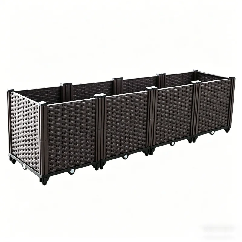 

Extra Large Deep 4 Tier Raised Garden Bed 160x40x37cm Plastic Planter Box for Vegetables Flowers Herbs Outdoor Patio Balcony Gar