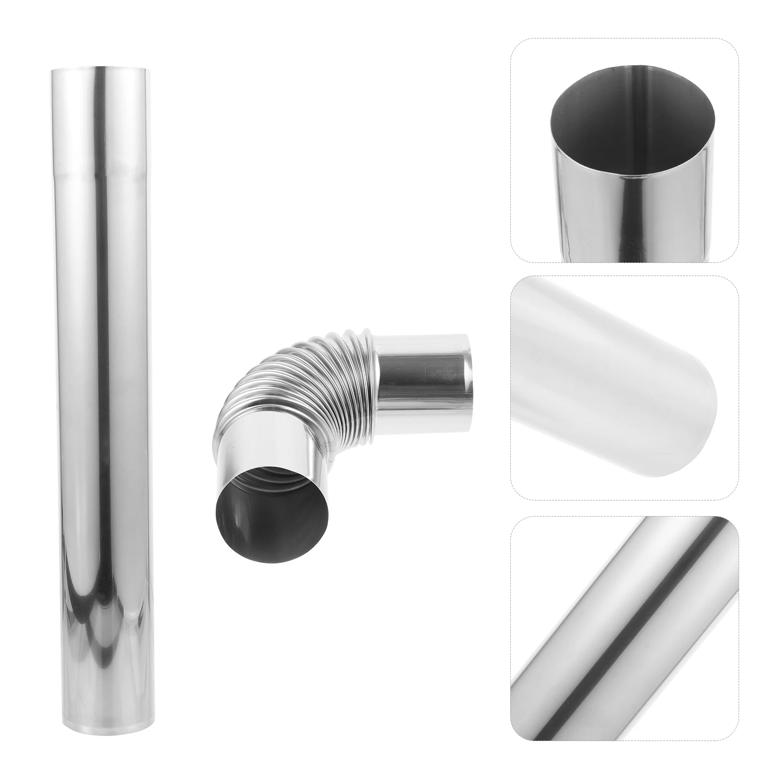

1Set Stainless Steel Vent Straight Tube Elbow Adapter Durable Exhaust Pipe Fast Removal Wood Stove Kit