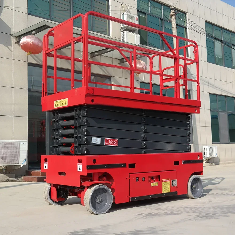 China Scissor Lift 12m Powered Man Lift Portable Mobile Self Propelled Scissor Lifting Platform  for Sale  Singapore