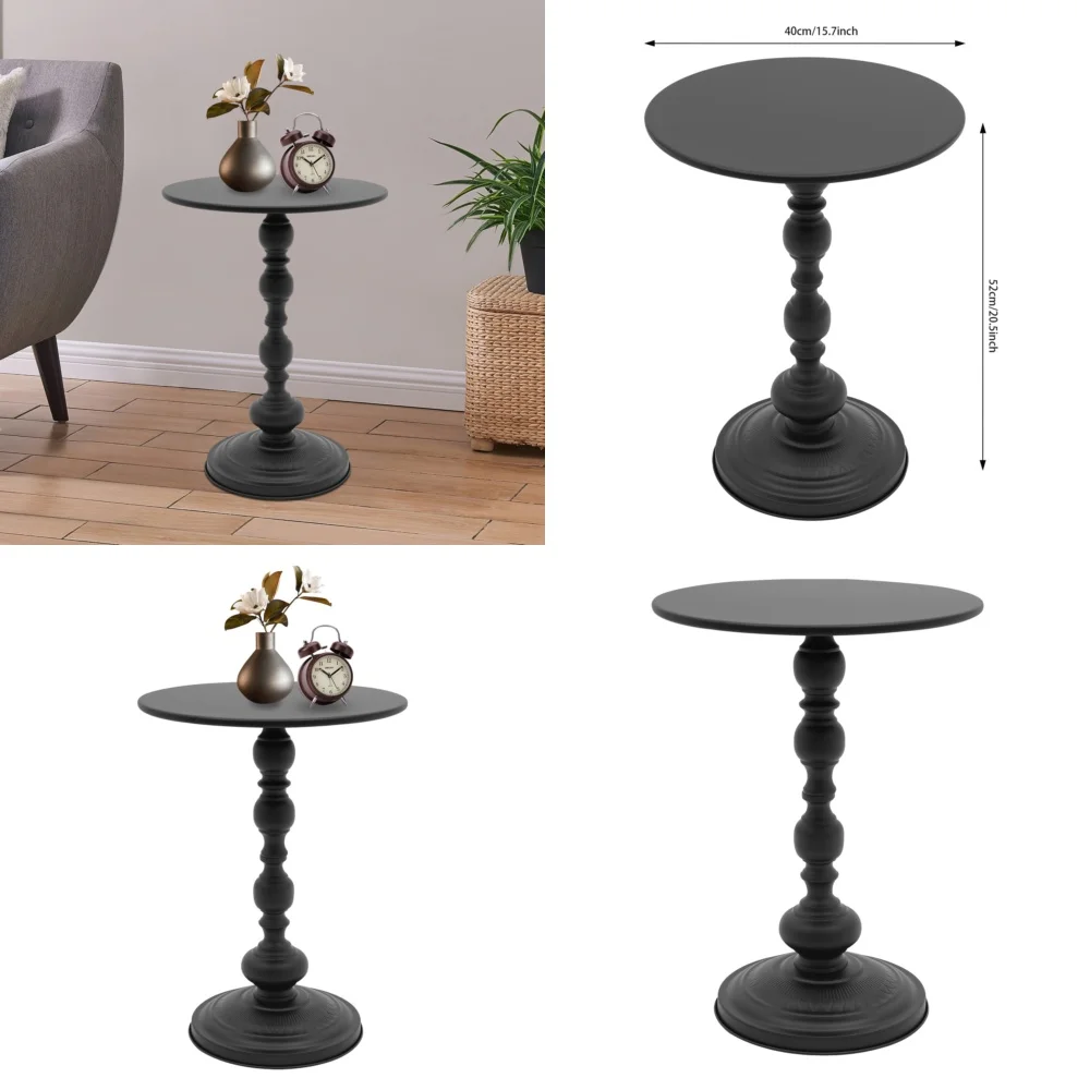 Café TablesTable auxiliar redonda retro en acero al carbono, perfecta para sala de estar, bar o sofá, espacio de salón