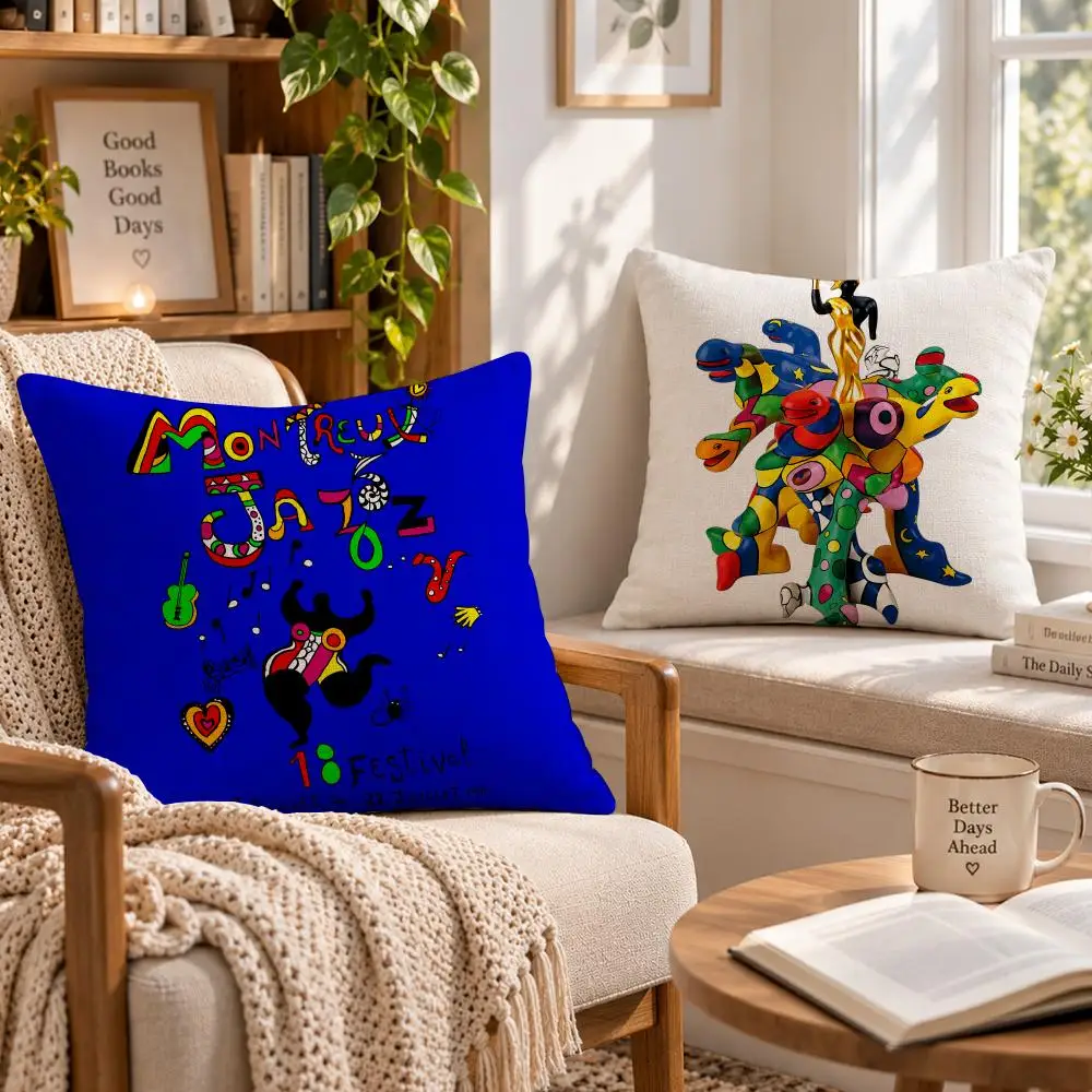 Artist Modern N-Niki de Saint Phalle Cushion Cover Soft Short Cover Washable Sofa Bed Dorm Garden Home Office Chair Decor