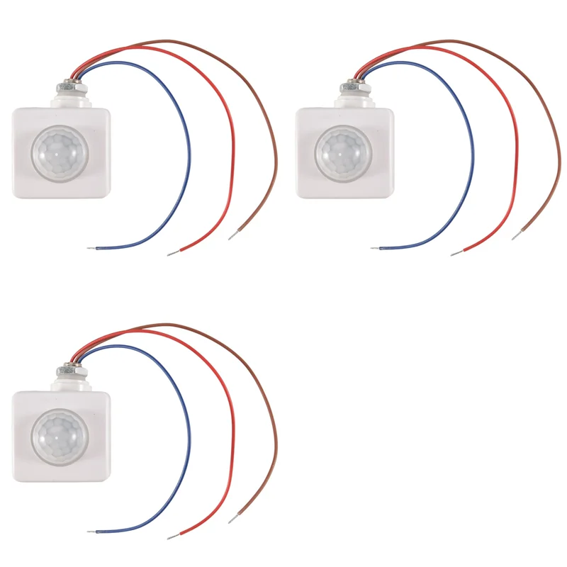 

【BRILLIANT 】3X Automatic PIR 85-265V Security PIR Infrared Motion Sensor Detector Wall LED Light Outdoor 160 Degrees 10M White