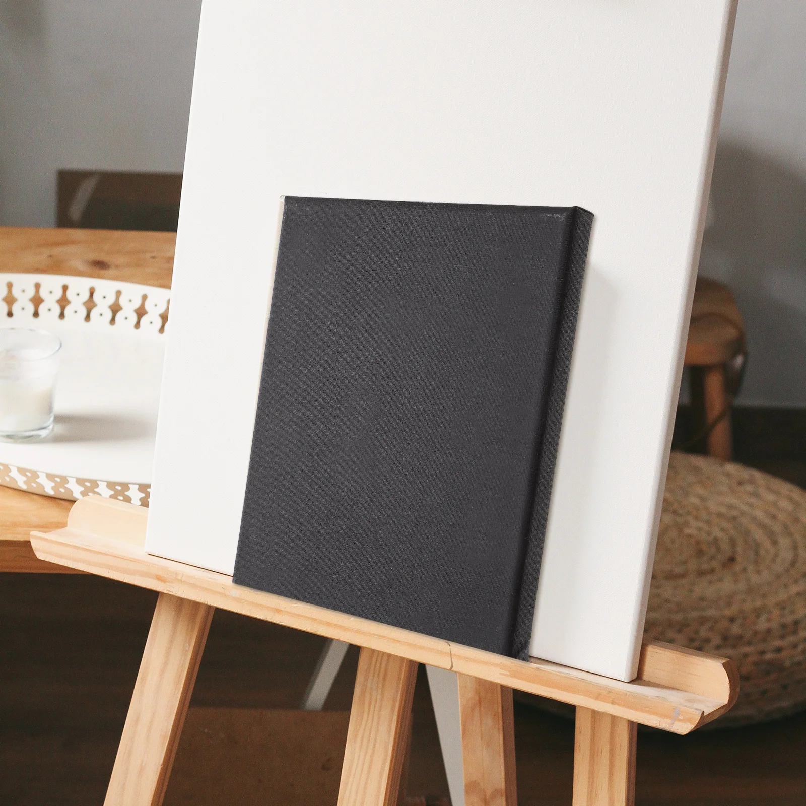 

2pcs Black With Frame Diy Painting Boards Oil Water Art Stretched Panels Stretched Canvas Frames Artist Blank Canvas Panels