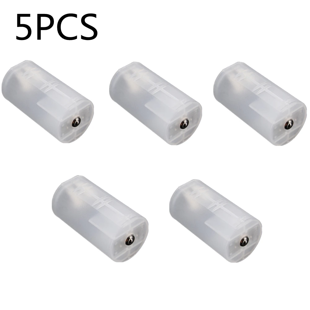 5Pcs 2 AA to D Size Battery Adapter Parallel Holder Case Conversion  Box Adaptor Converter Switcher Translucent White Wholesale