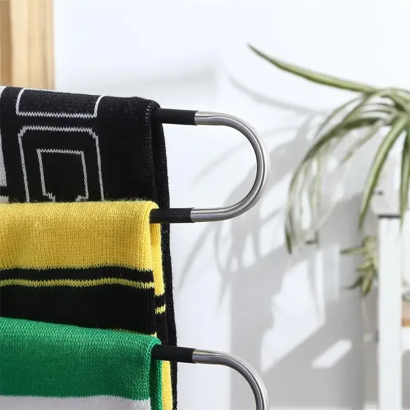 رف بنطال متعدد الطبقات على شكل حرف S من الفولاذ المقاوم للصدأ مع منظمة مضادة للانزلاق وموفرة للمساحة