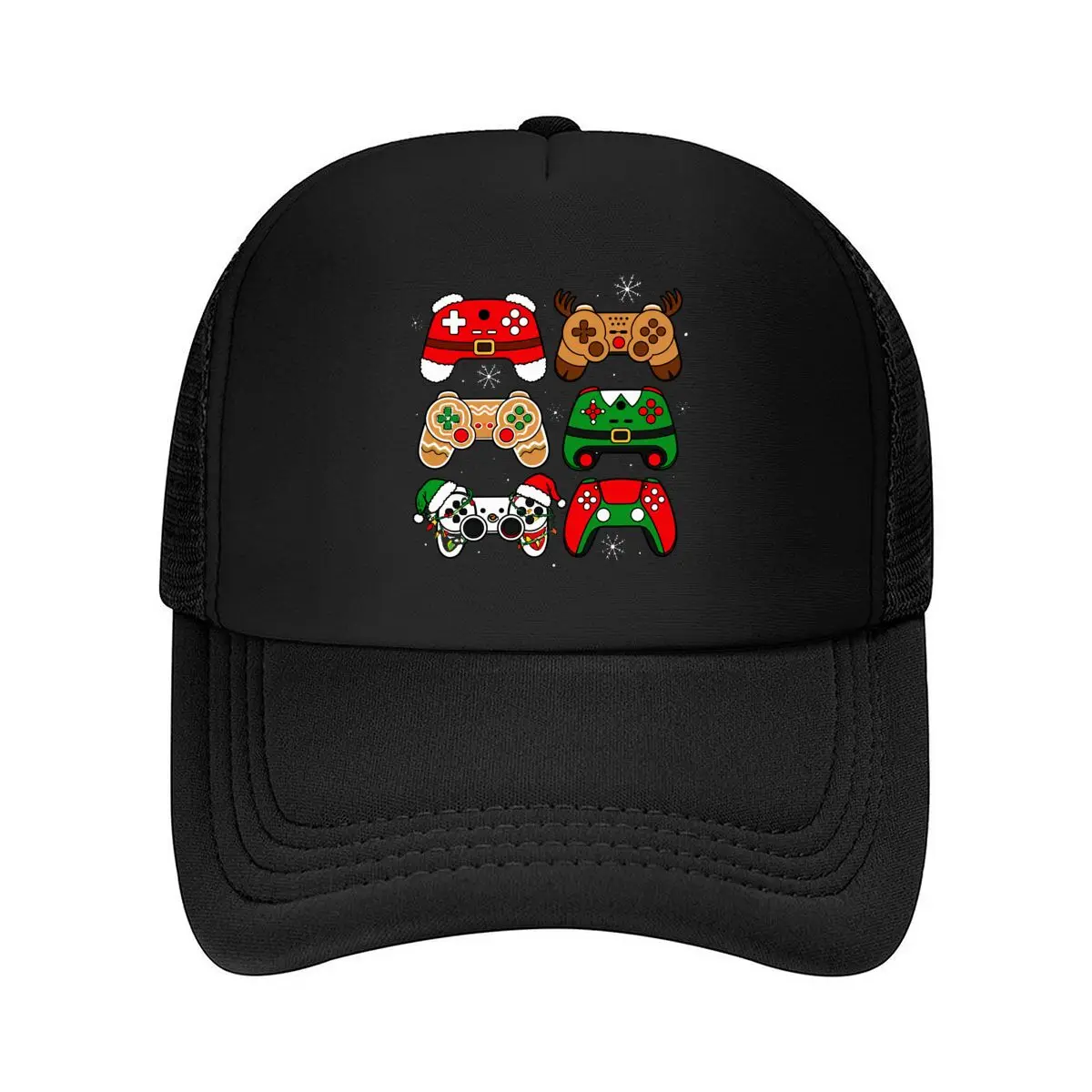 Christmas Santa Elf Reindeer Gingerbread Gamer Controllers Mesh Baseball Cap Hip Hop