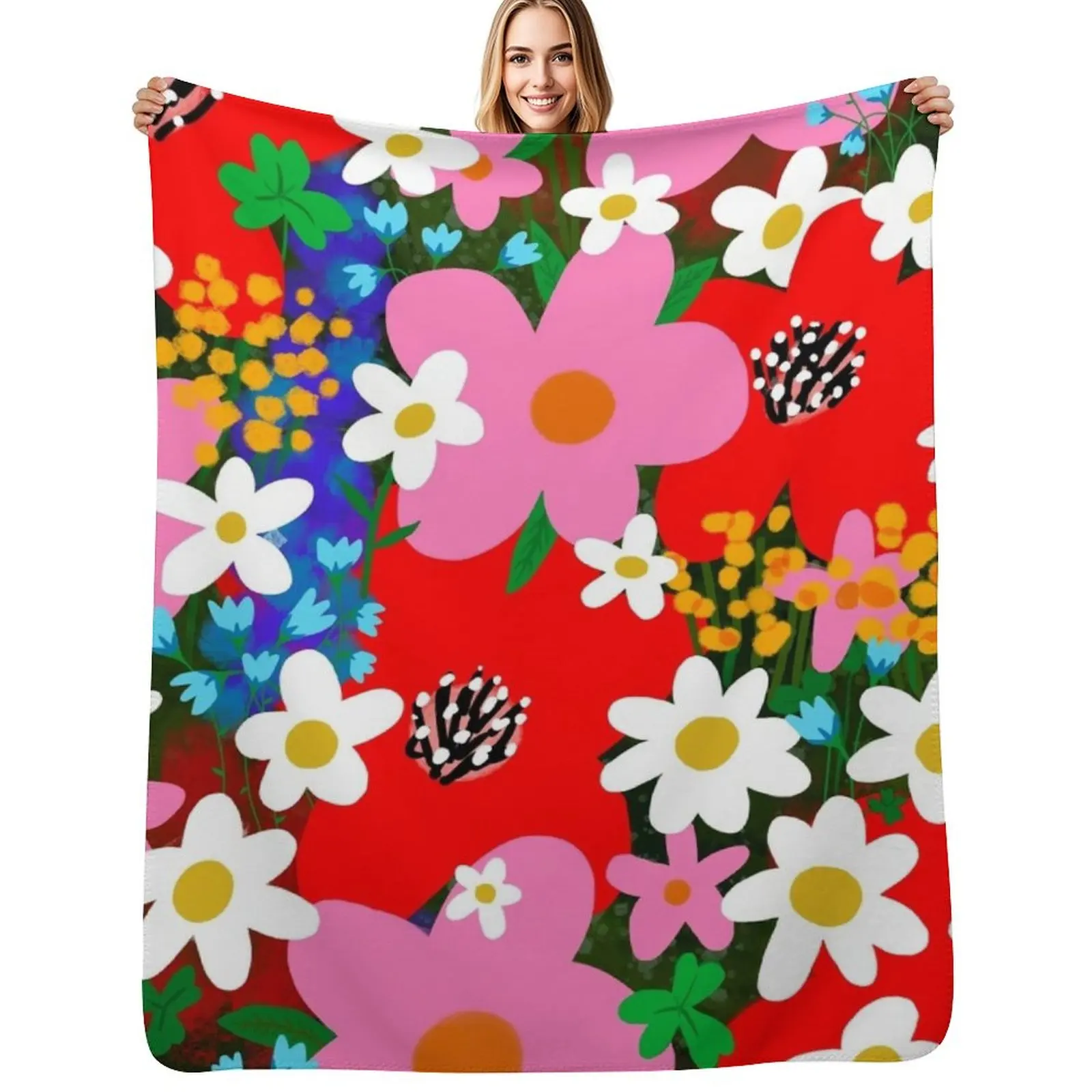 

Flower Power! Throw Blanket Plaid on the sofa Kid'S christmas gifts for babies Blankets