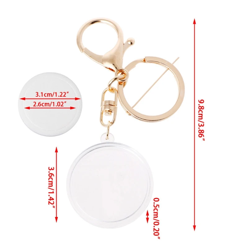 Acrylic Coin Holder Capsule With Pad Ring For 30mm 27mm Keyring Alloy Keychain