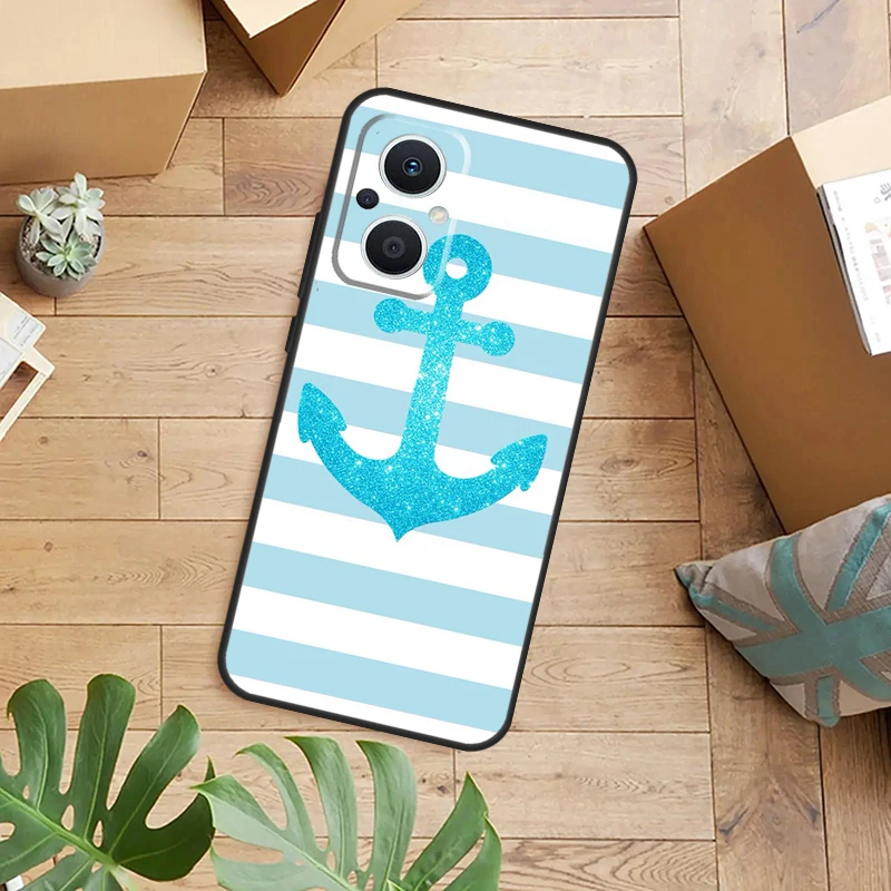 Funda para rueda de barco con ancla de rayas para OPPO Reno 13F 14F 12F 10 11 12 13 14 Pro 7 8 Lite OPPO Find X6 X5 X8 X9 Pro