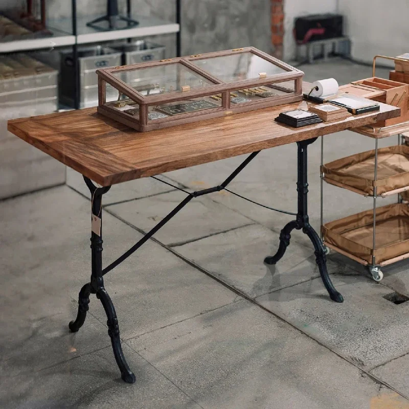 Cast iron leg industrial desk, American home writing table, retro workbench long table