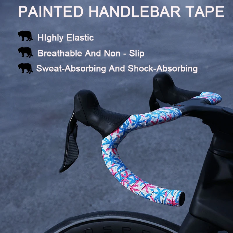 NPY Cherry Blossom Road Bike Handlebar Tapes Shock Bicycle Handle Bar Tape W/Bar End Plugs Anti-Slip Anti-Vibration Wrap Belts