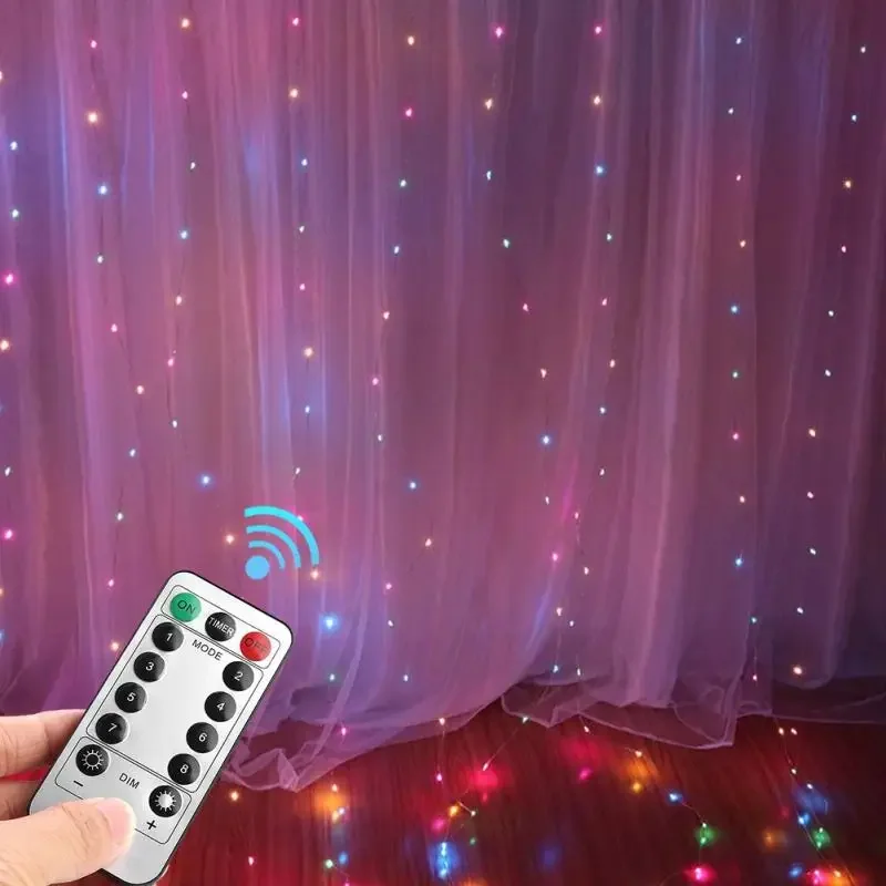 

3*3m 300Leds Curtain String Light USB powered LED Remote control Waterfall lights Garland Party Xmas Window Decor Holiday Lights