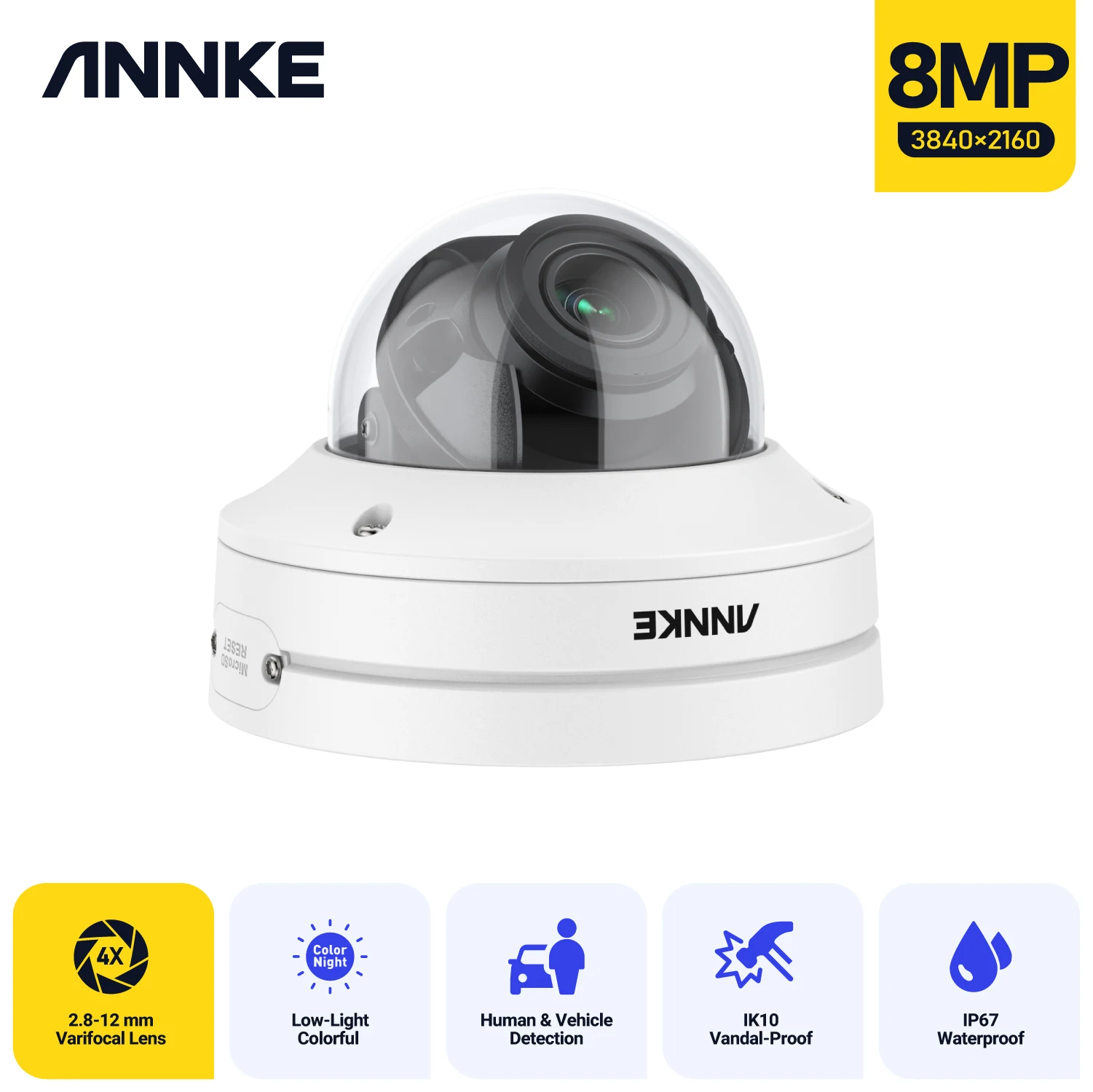 

Annke 8MP 4K IP Camera Poe Zoom Video Surveillance Outdoor AI Human Tracking Color Night Vision CCTV Security Camera 4X Zoom