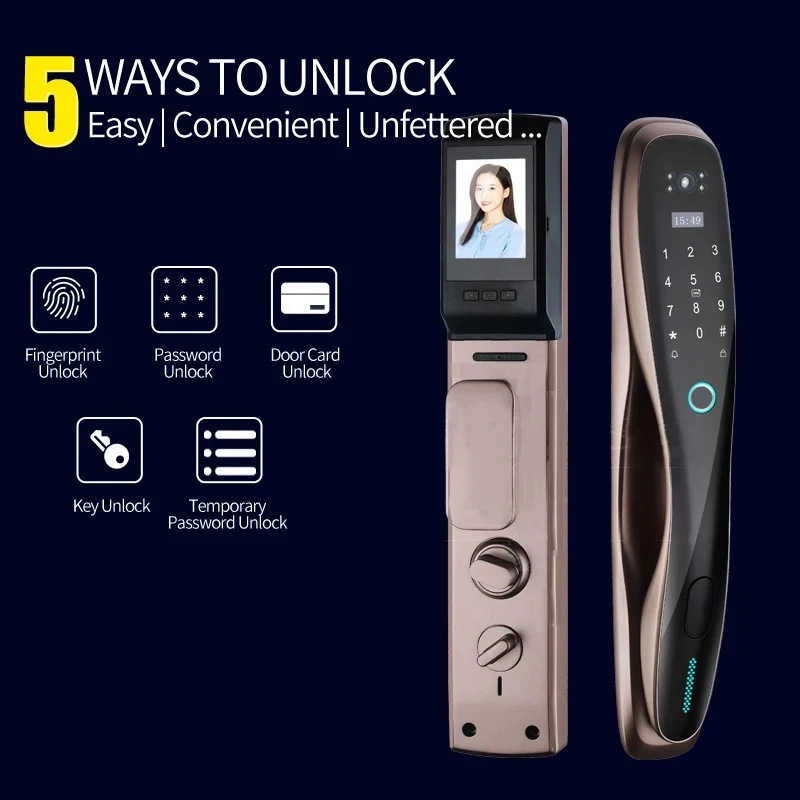 High Security Automatic Wifi Lock Camera Wifi Door Lock Fingerprint Smart Wifi Door Lock