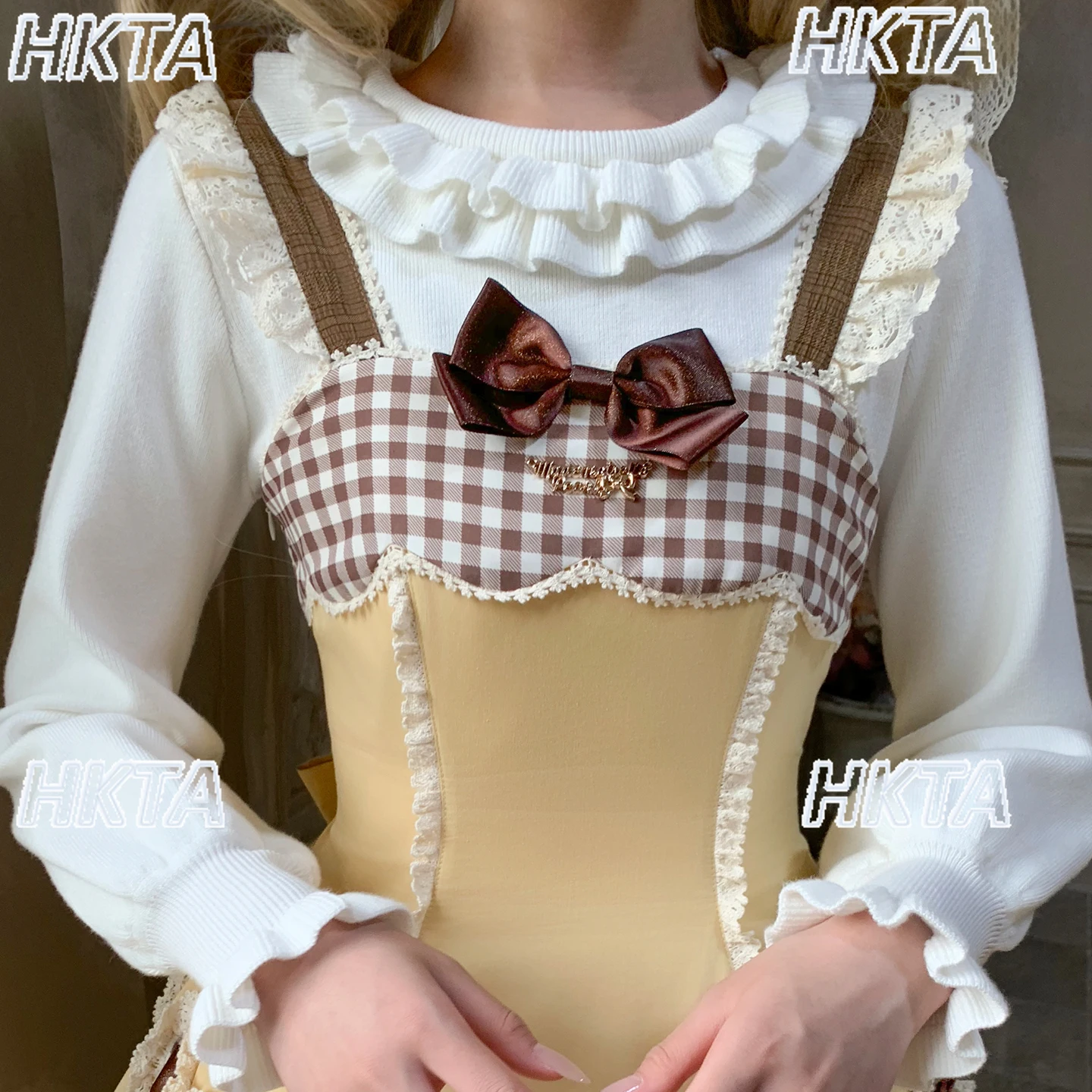 

Lolita Knitted Sweater Sweet Bow Sweater Women Spring Autumn Cute Doll Collar Puff Sleeve Long Sleeve Sweater Pullover Top