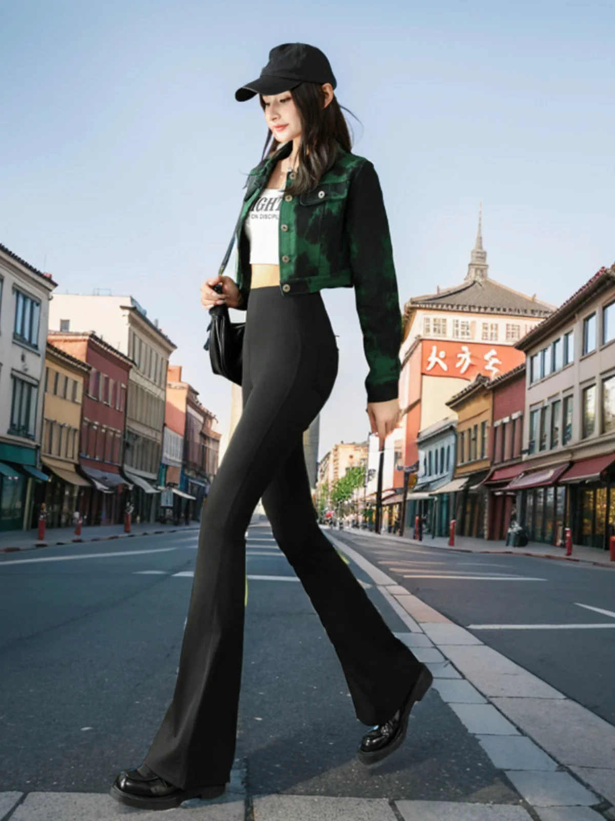 سروال يوجا من ey ark Bell Bot للسيدات رفيع عالي الخصر للتحكم في البطن ومتوهج صغير مرن للربيع والصيف