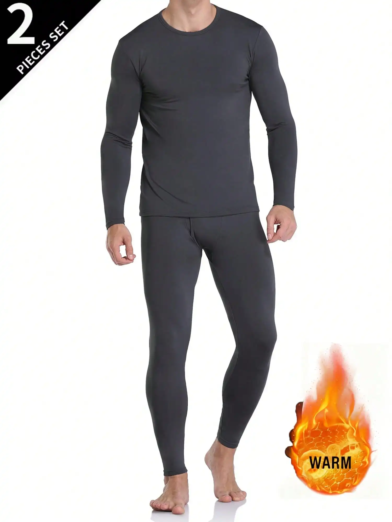 

Men's 2-Piece Thermal Underwear Set - Warm, Slim-Fit Base Layer for Cold Weather