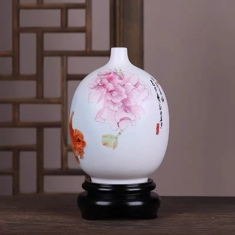 15.5X11CM High-end  Hand-painted Flower Vase for Home Living Room Office Decoration Gift Display Piece
