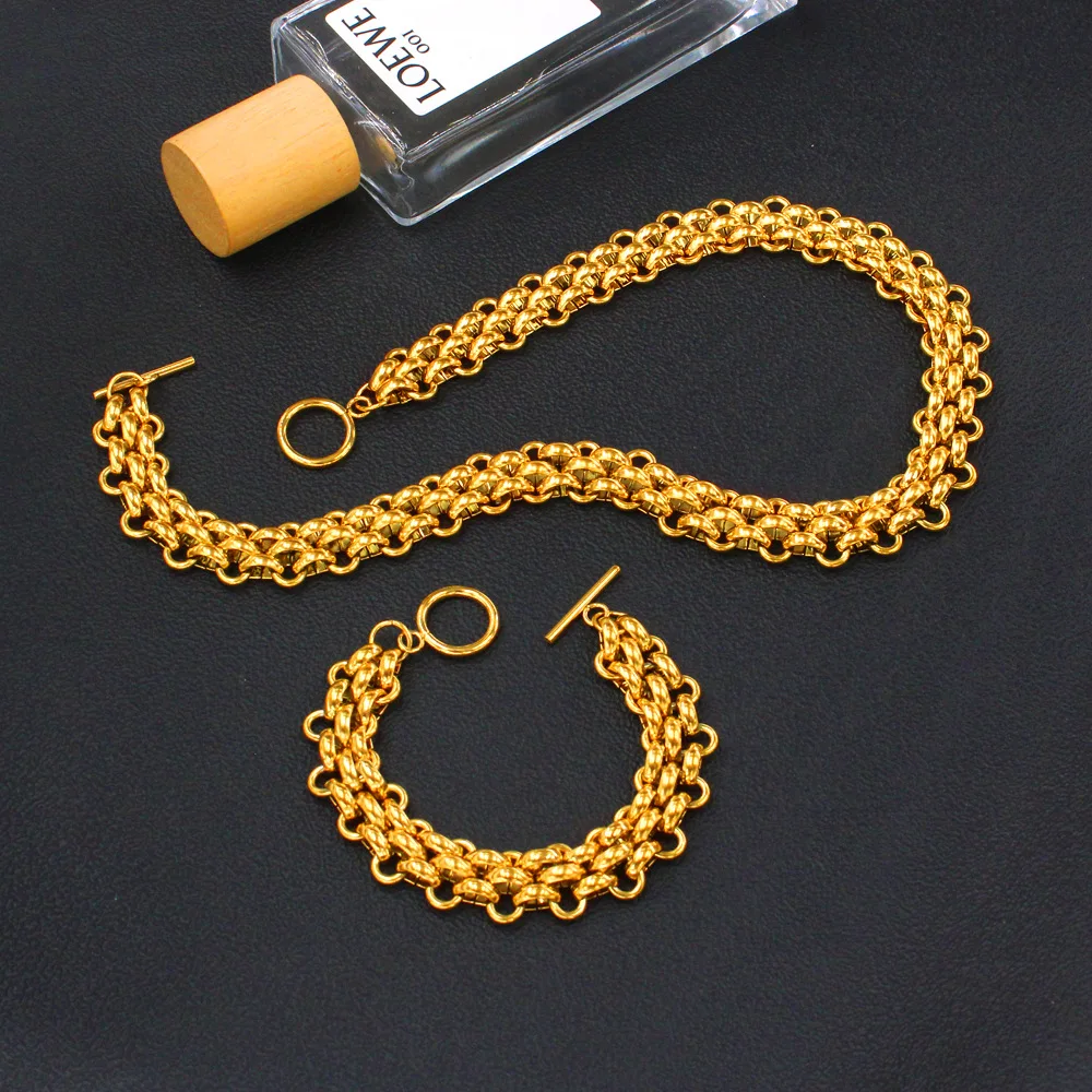 DIY accessories Fashion exaggerated trendy and cool temperament jewelry set OT buckle design thick chain personalized necklace v