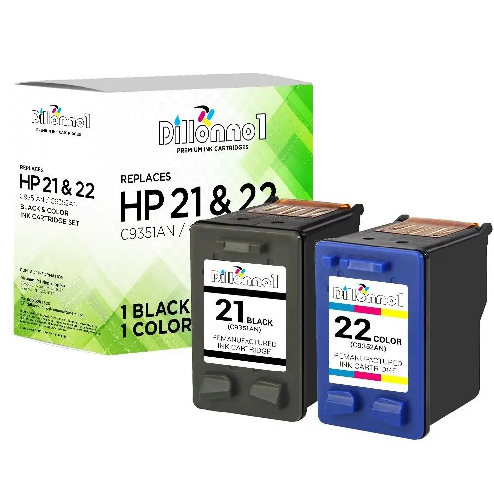 Combo d'encre de couleur noire pour HP 21/22, 2 paquets, pour Deskjet 3910 3920 3930 3940