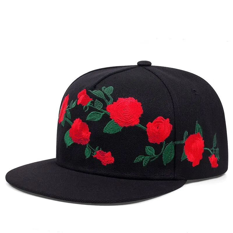 Fashion Fastball Rose Embroidery Hip Hop Baseball Cap Snapback Hat Adult Outdoor Casual Sun Bone Hats Gorras